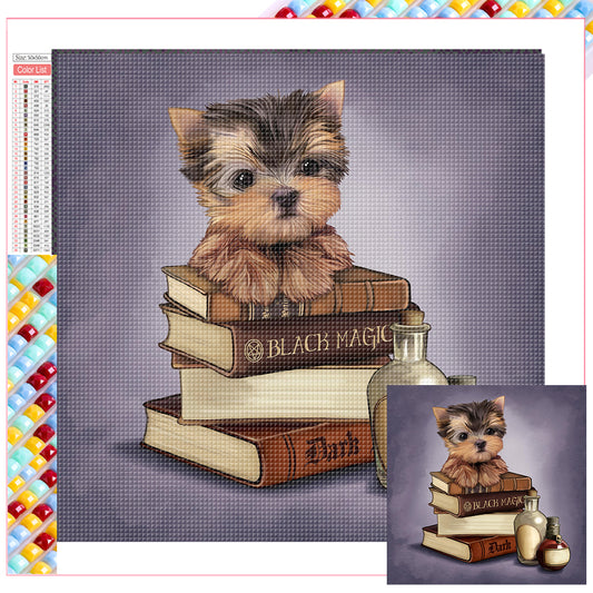 Dog On The Book - Full Square Drill Diamond Painting 50*50CM