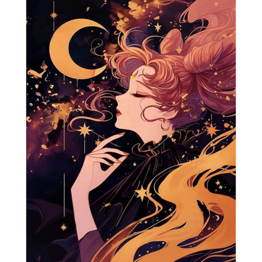 Girl Under The Moon - Full AB Round Drill Diamond Painting 40*50CM