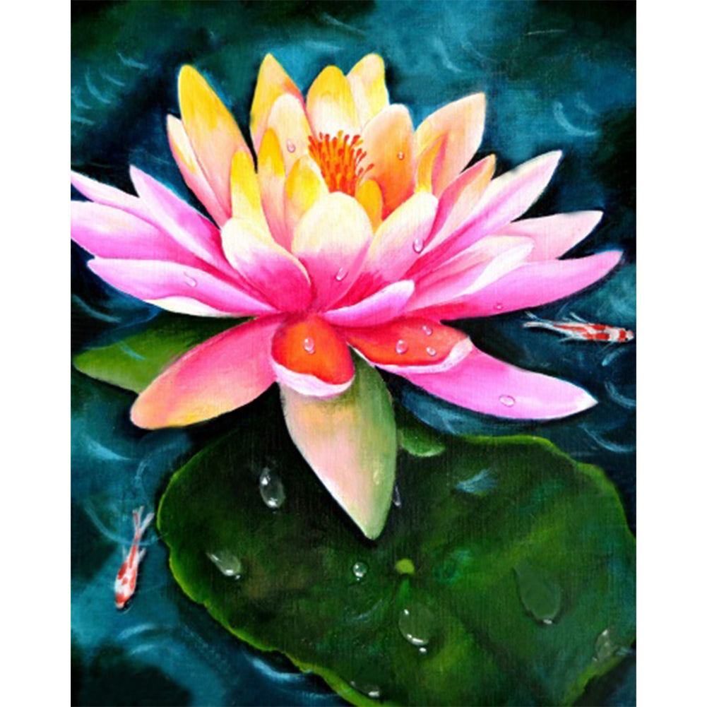 Multi-Colored Lotus - Full AB Round Drill Diamond Painting 40*50CM