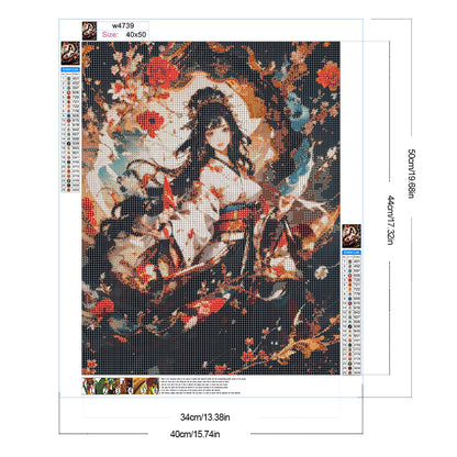Ancient Style Girl - Full Round Drill Diamond Painting 40*50CM