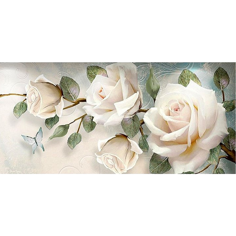 White Rose - Full Square Drill Diamond Painting 90*45CM