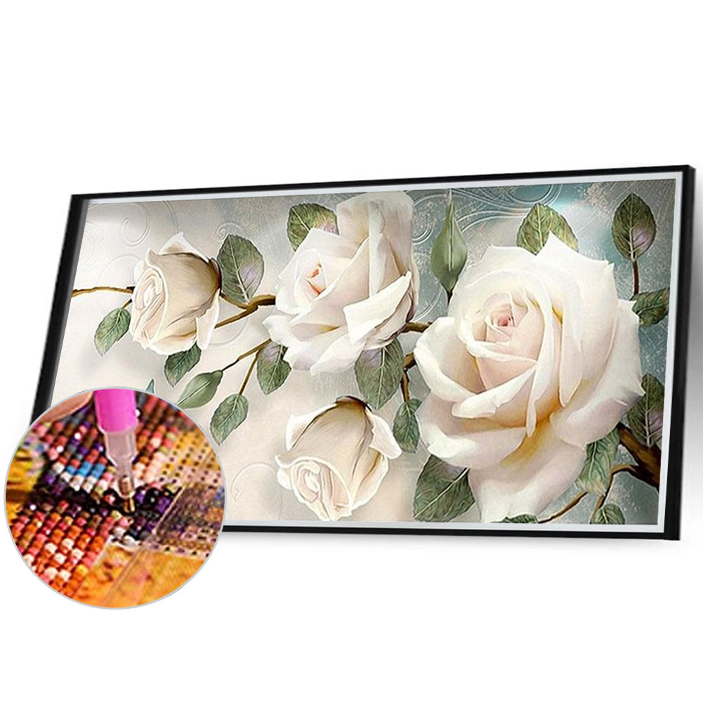 White Rose - Full Square Drill Diamond Painting 90*45CM