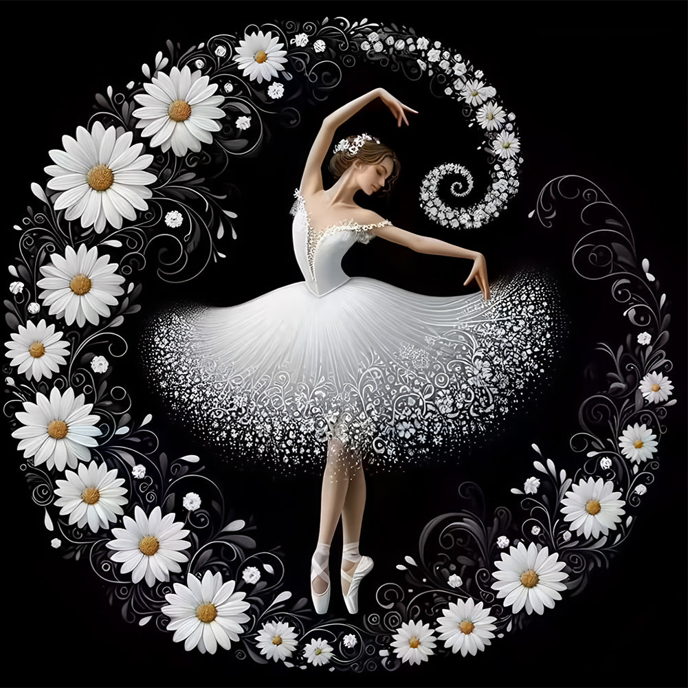 Daisy Flower Ballerina - Full Round Drill Diamond Painting 40*40CM