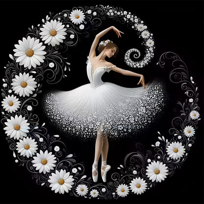 Daisy Flower Ballerina - Full Round Drill Diamond Painting 40*40CM