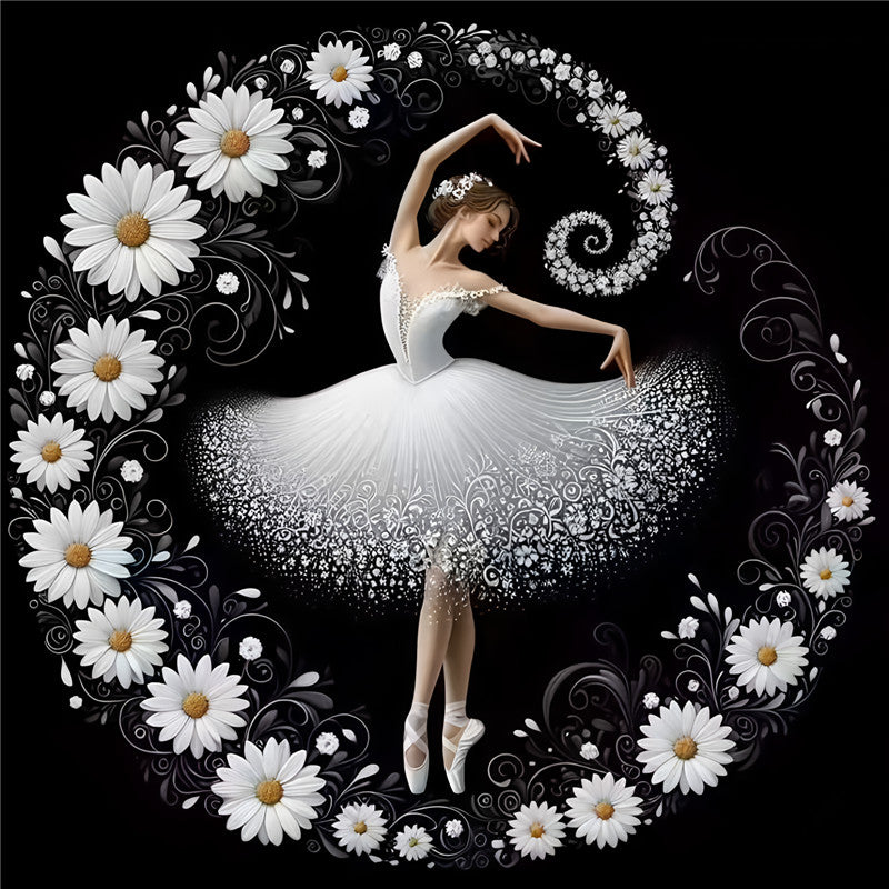 Daisy Flower Ballerina - Full Round Drill Diamond Painting 40*40CM