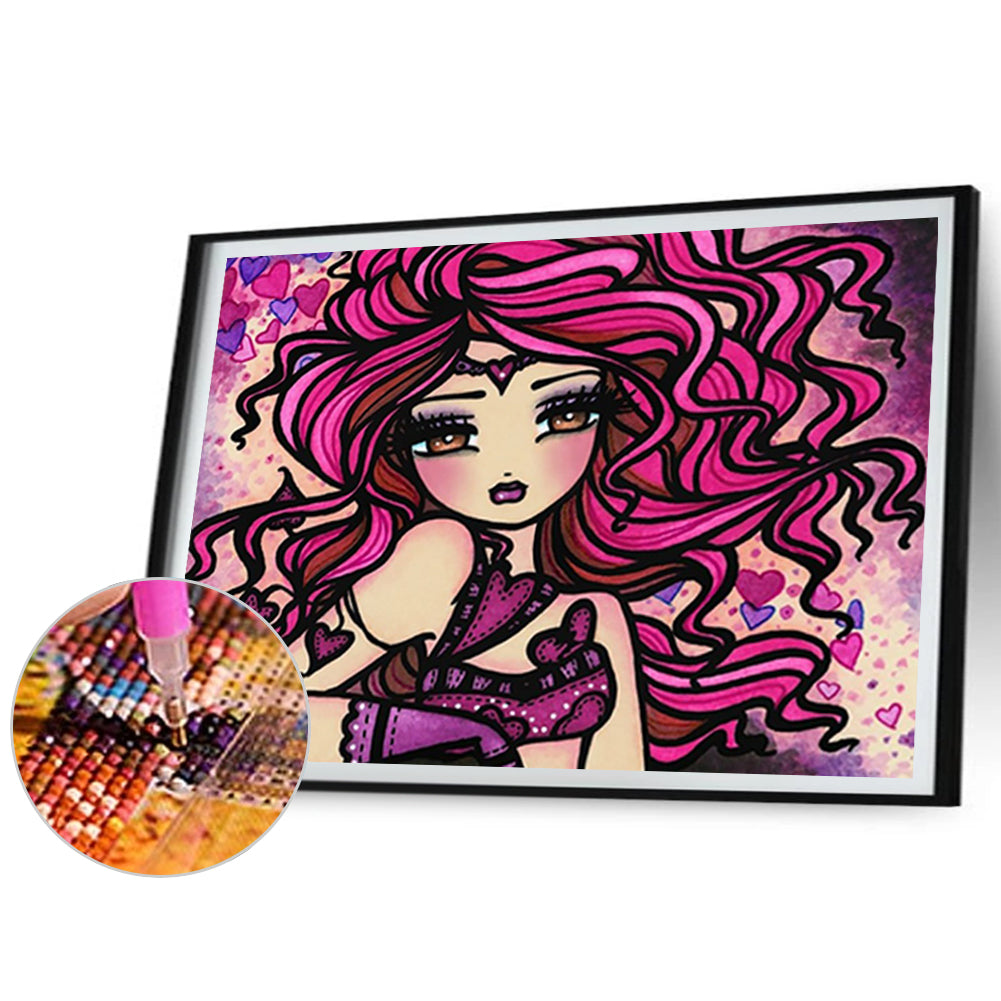 Pink Girl - Full Round Drill Diamond Painting 50*40CM