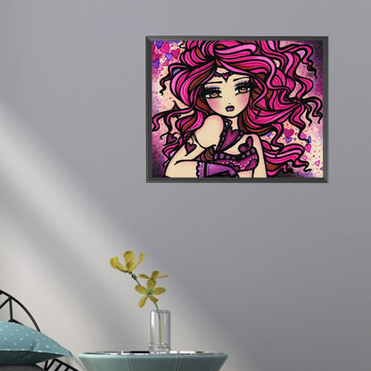 Pink Girl - Full Round Drill Diamond Painting 50*40CM
