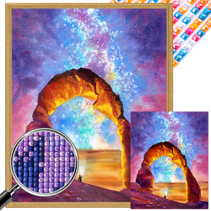 Stone Gate Under The Aurora - Full AB Square Drill Diamond Painting 40*50CM