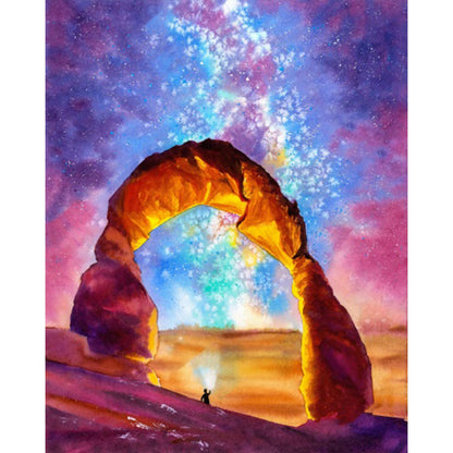 Stone Gate Under The Aurora - Full AB Square Drill Diamond Painting 40*50CM