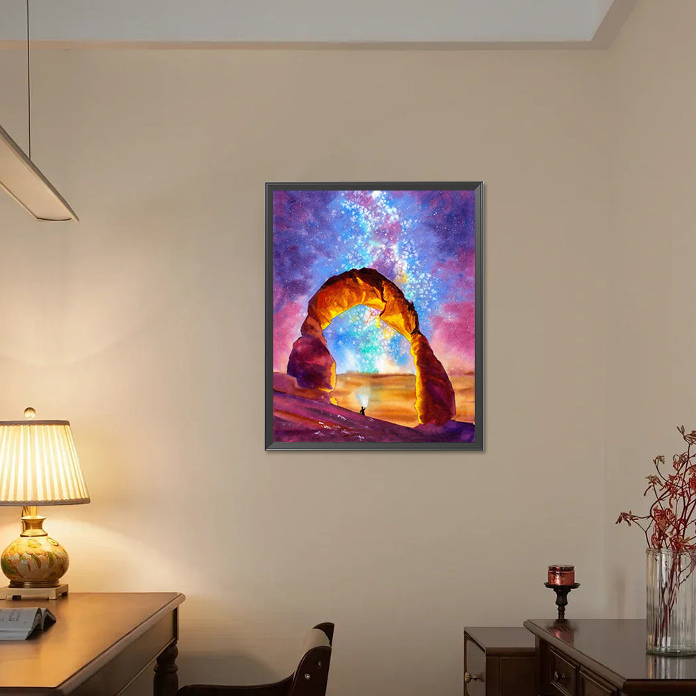 Stone Gate Under The Aurora - Full AB Square Drill Diamond Painting 40*50CM