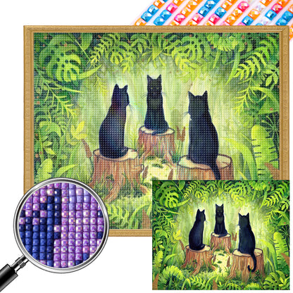 Cat - Full AB Square Drill Diamond Painting 50*40CM