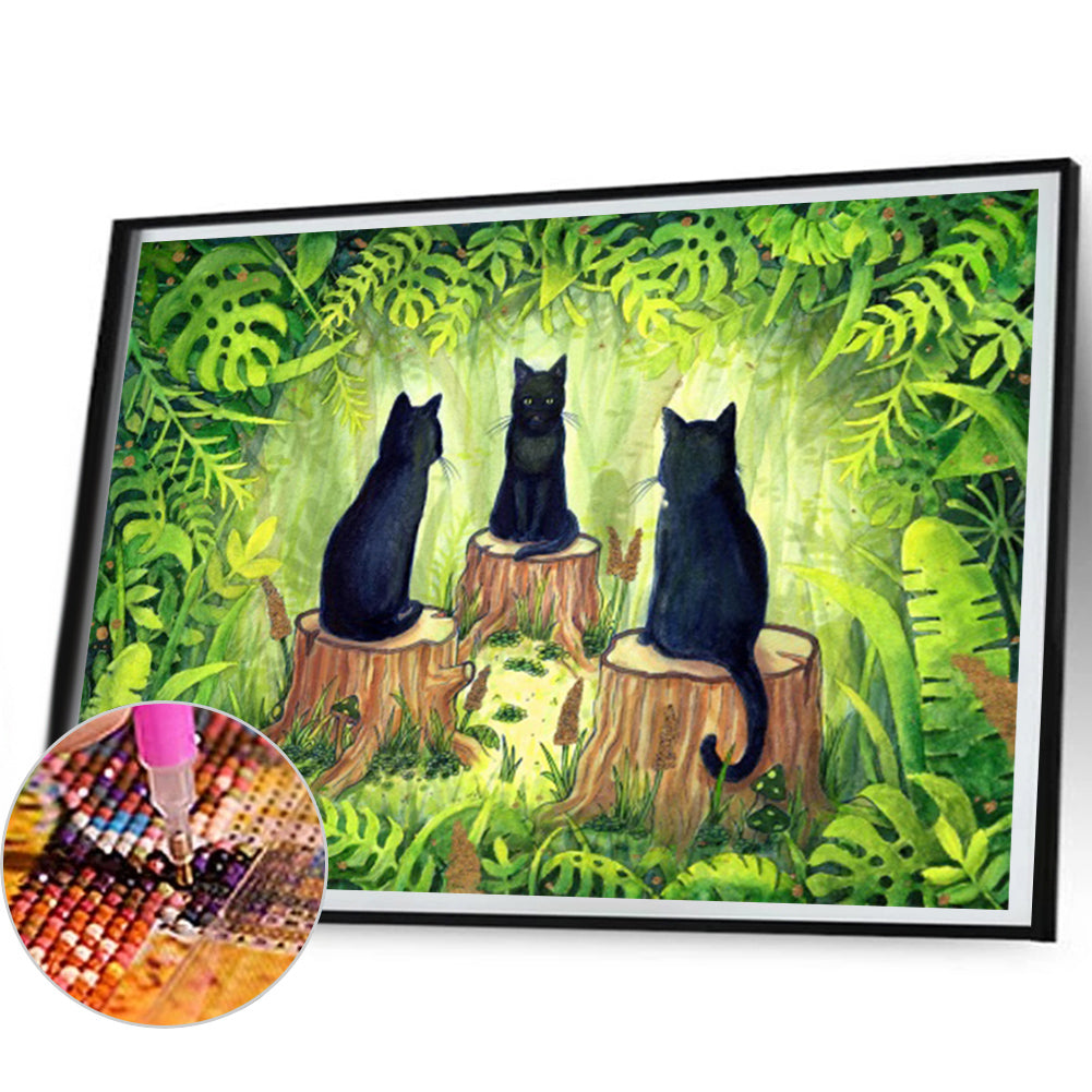 Cat - Full AB Square Drill Diamond Painting 50*40CM