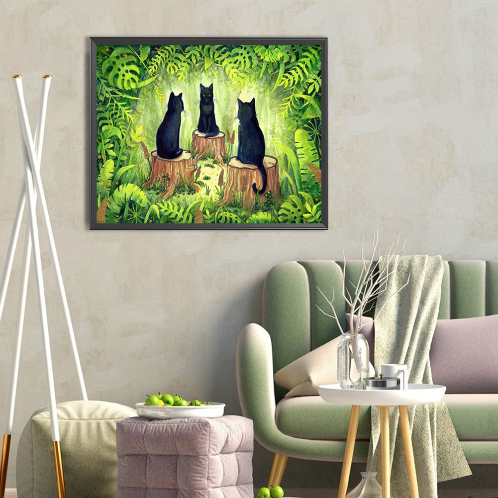 Cat - Full AB Square Drill Diamond Painting 50*40CM