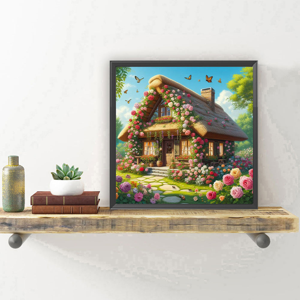 Butterfly House With Flower Fragrance - Full Round Drill Diamond Painting 30*30CM