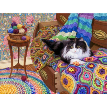 Cat On Sofa - Full Square Drill Diamond Painting 40*30CM