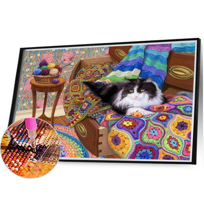 Cat On Sofa - Full Square Drill Diamond Painting 40*30CM