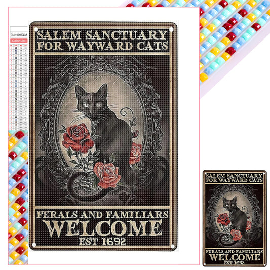 Rose From Black Cat - Full Square Drill Diamond Painting 40*60CM