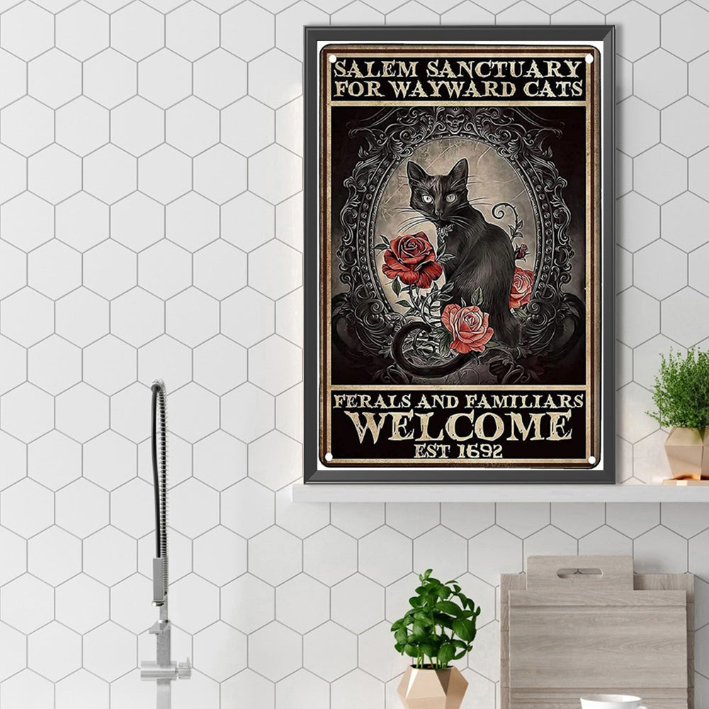 Rose From Black Cat - Full Square Drill Diamond Painting 40*60CM