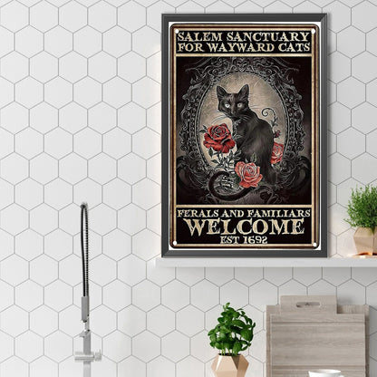 Rose From Black Cat - Full Square Drill Diamond Painting 40*60CM