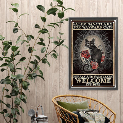 Rose From Black Cat - Full Square Drill Diamond Painting 40*60CM