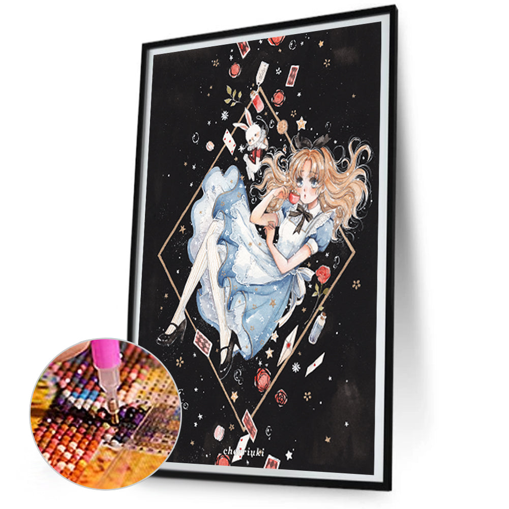 Illustrated Girl - Full Round Drill Diamond Painting 30*50CM