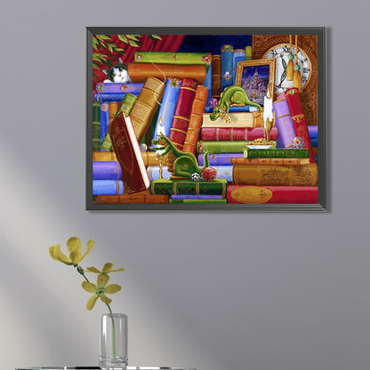 Dragon On Bookshelf - Full AB Square Drill Diamond Painting 40*30CM