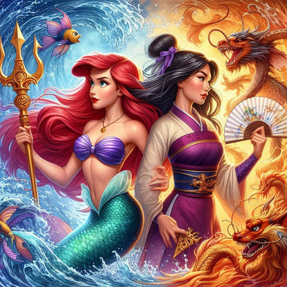 Mermaid And Mulan - Full Round Drill Diamond Painting 40*40CM