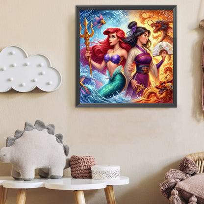 Mermaid And Mulan - Full Round Drill Diamond Painting 40*40CM