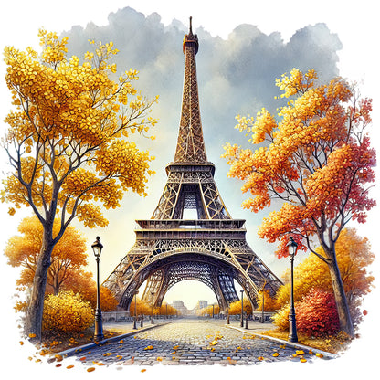 Eiffel Tower - Full Round Drill Diamond Painting 30*30CM