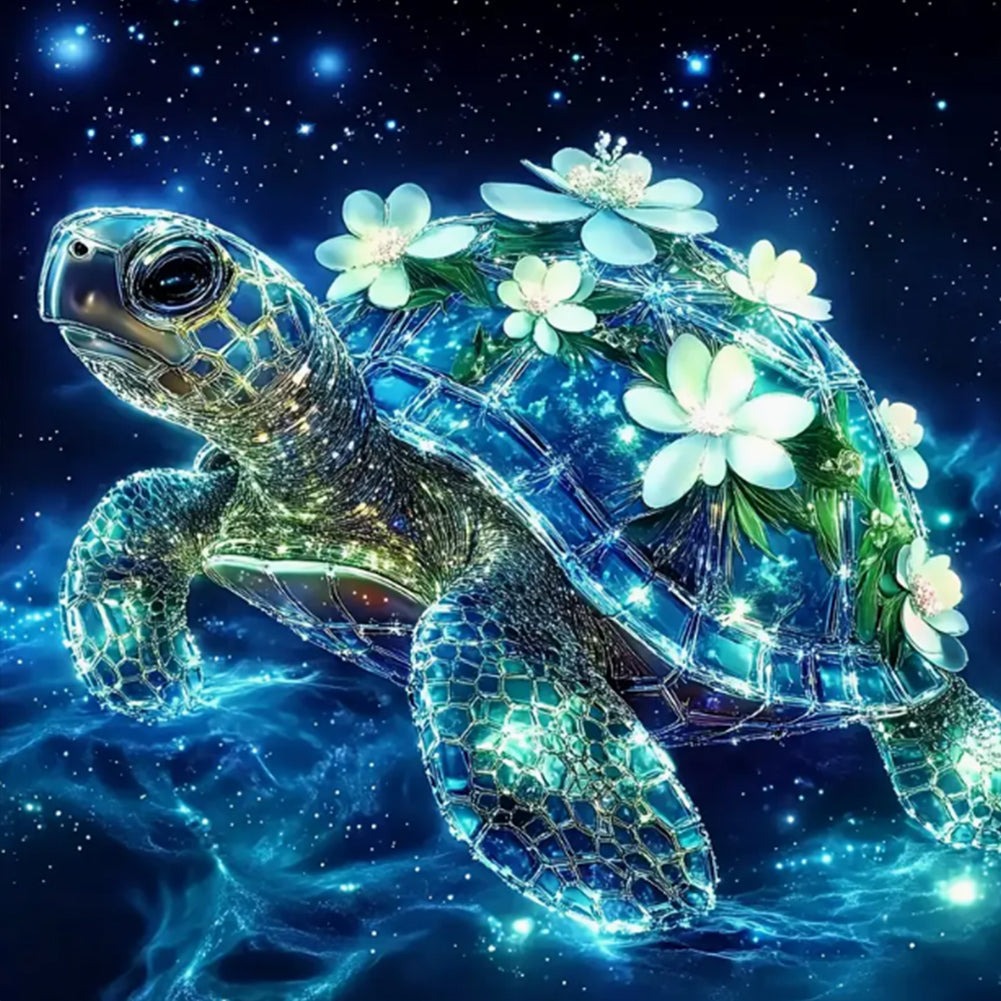 Flower Turtle - Full Round Drill Diamond Painting 30*30CM