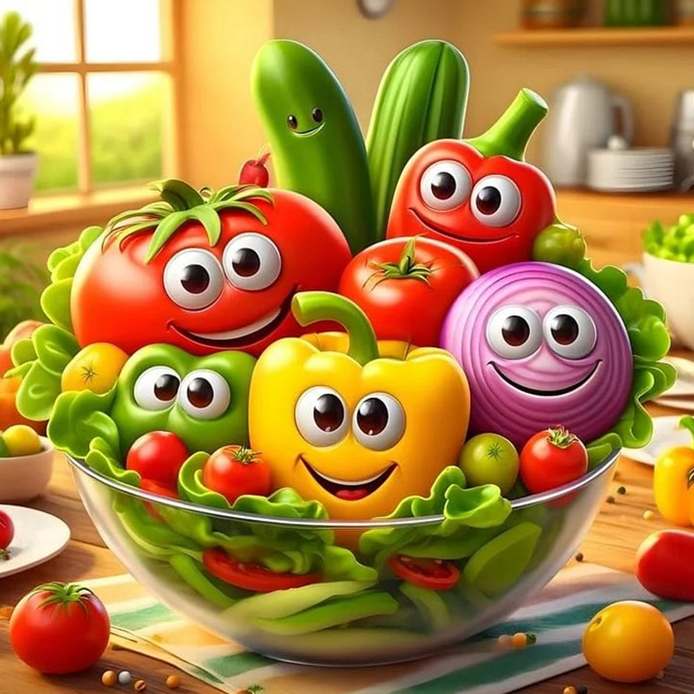 Big Eyed Fruit - Full Round Drill Diamond Painting 40*40CM