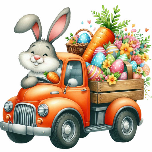 Easter Bunny Car - Full Round Drill Diamond Painting 40*40CM