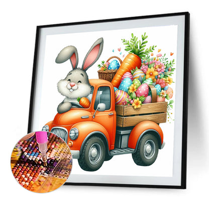 Easter Bunny Car - Full Round Drill Diamond Painting 40*40CM