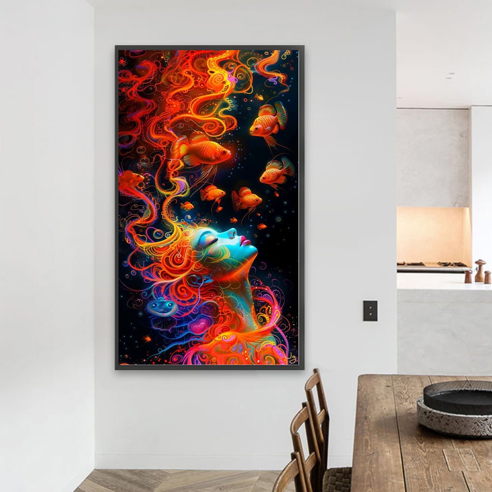 Red-Haired Girl - Full Round Drill Diamond Painting 40*70CM