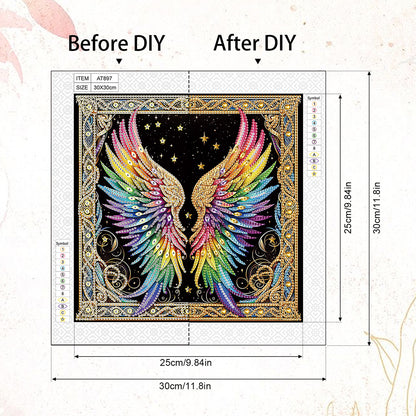 Colorful Wings - Special Shaped Drill Diamond Painting 30*30CM