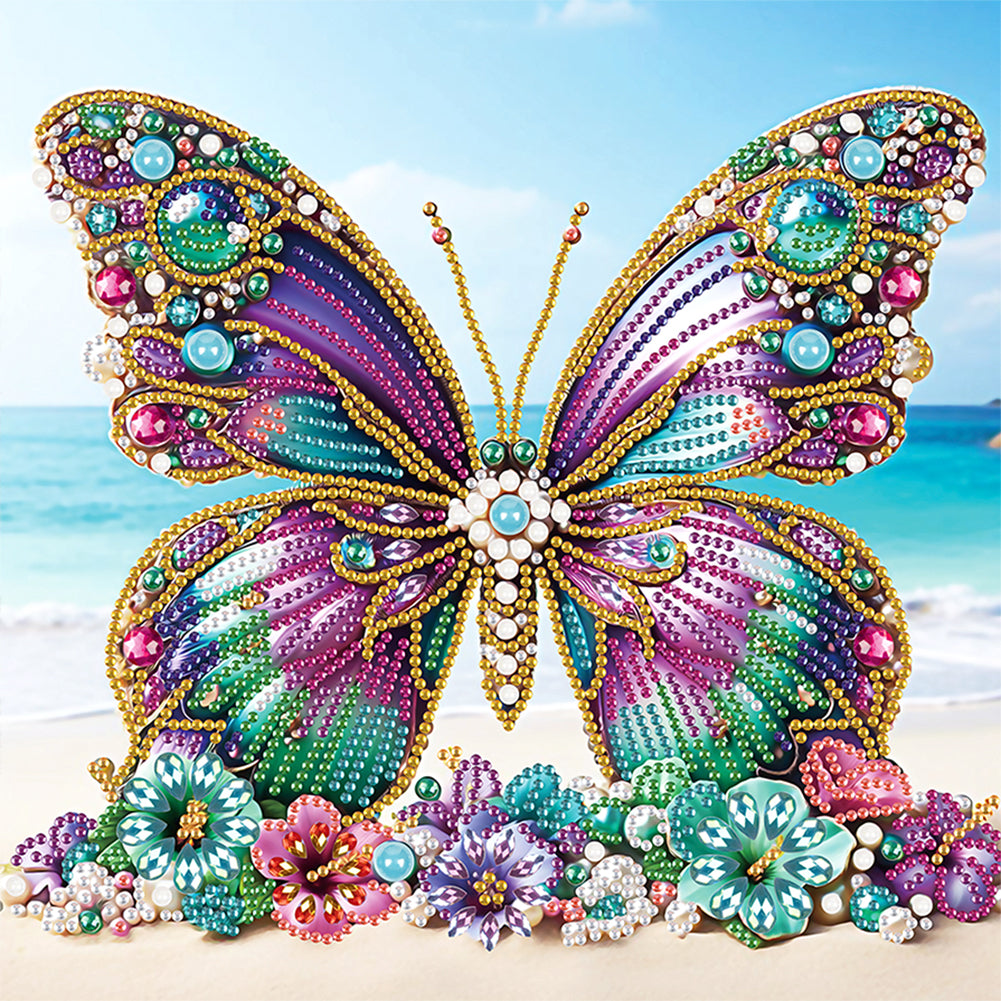 Beach Butterfly - Special Shaped Drill Diamond Painting 30*30CM