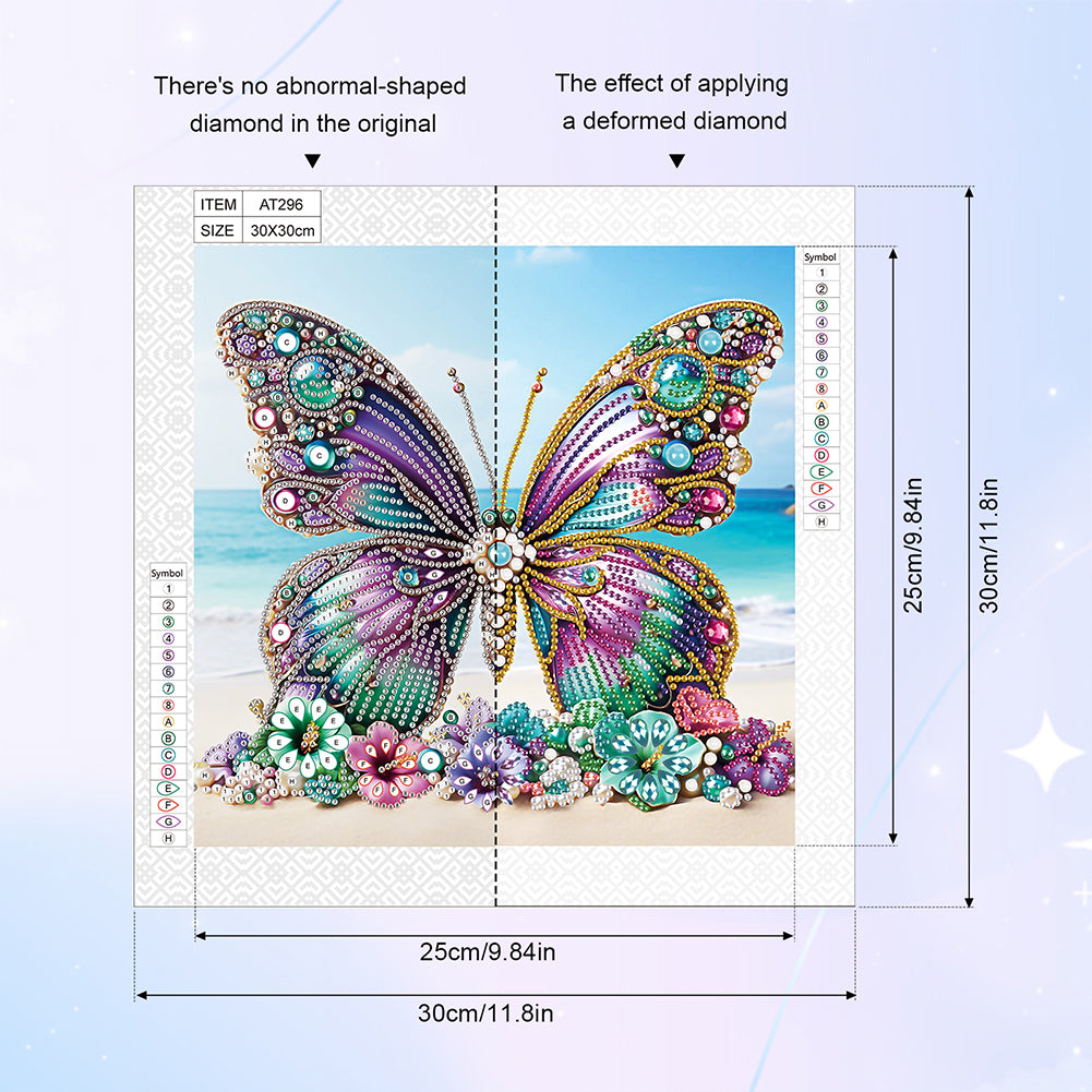 Beach Butterfly - Special Shaped Drill Diamond Painting 30*30CM