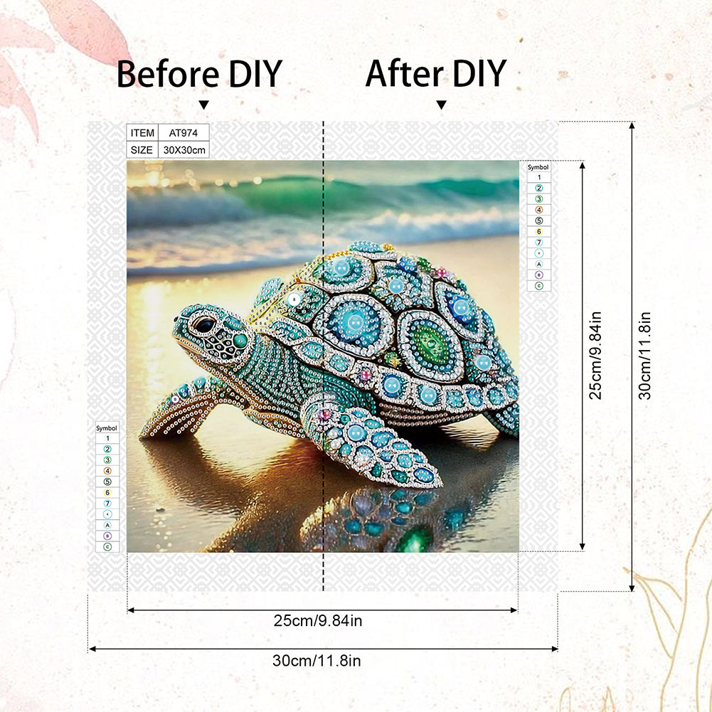 Beach Turtle - Special Shaped Drill Diamond Painting 30*30CM