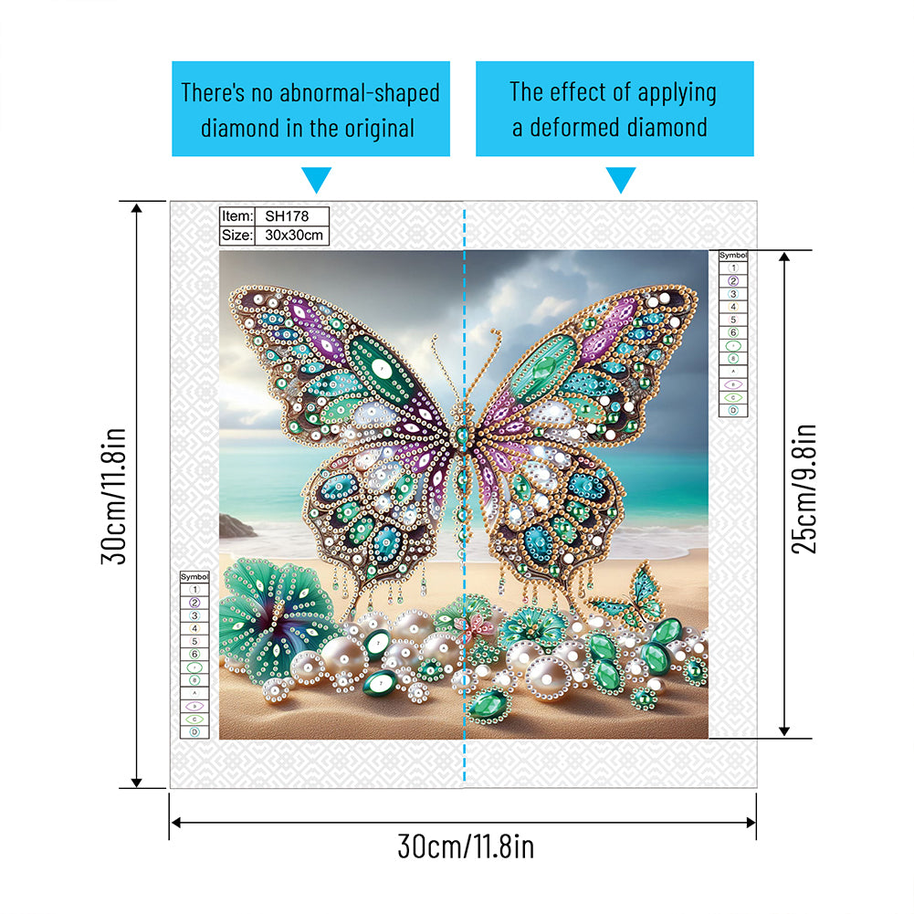 Beach Butterfly - Special Shaped Drill Diamond Painting 30*30CM