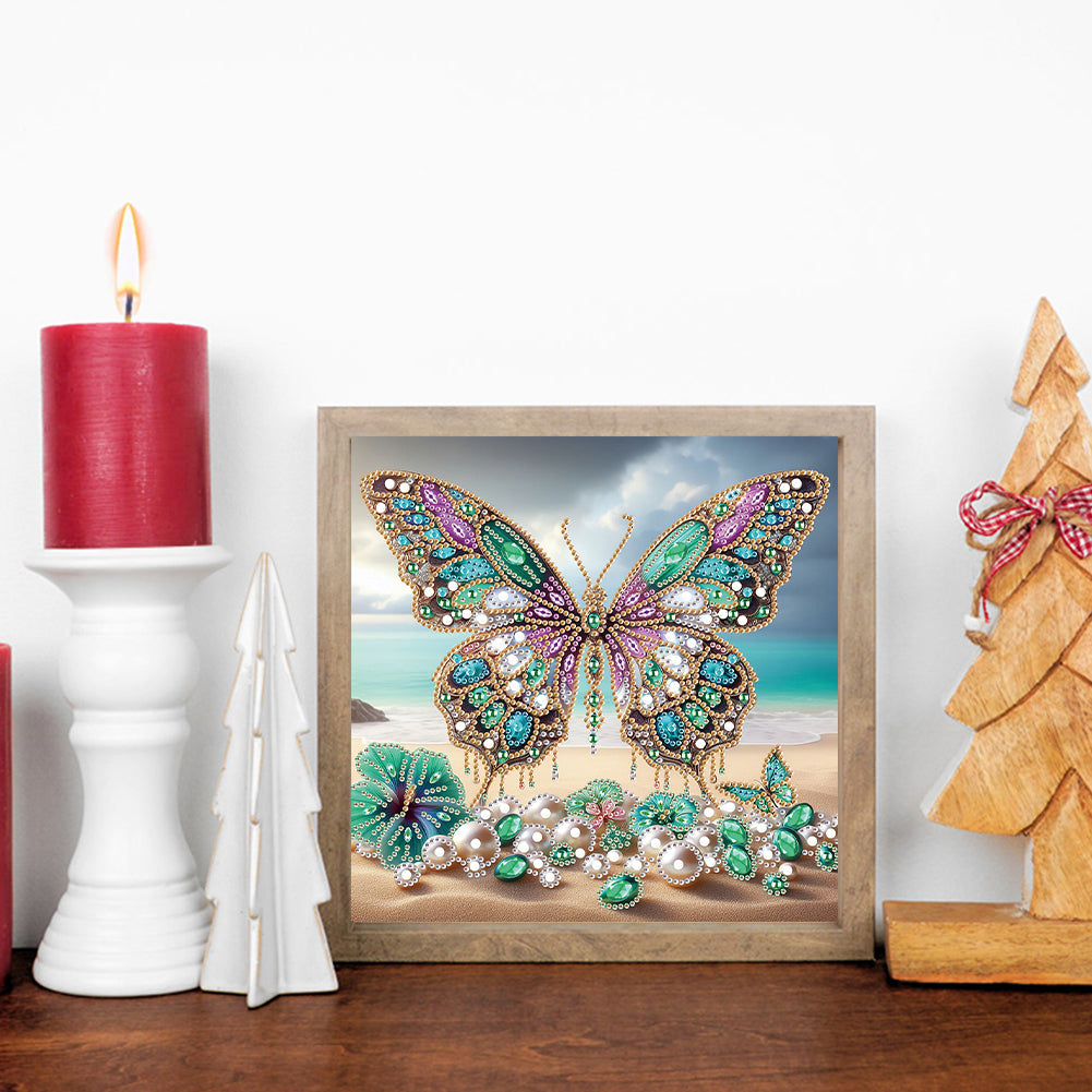 Beach Butterfly - Special Shaped Drill Diamond Painting 30*30CM