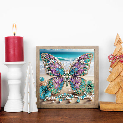 Beach Butterfly - Special Shaped Drill Diamond Painting 30*30CM
