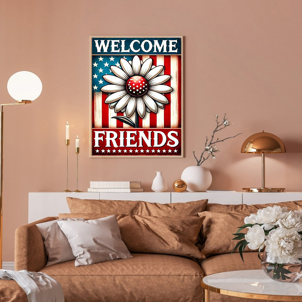 Union Jack Daisy - Full Round Drill Diamond Painting 30*40CM