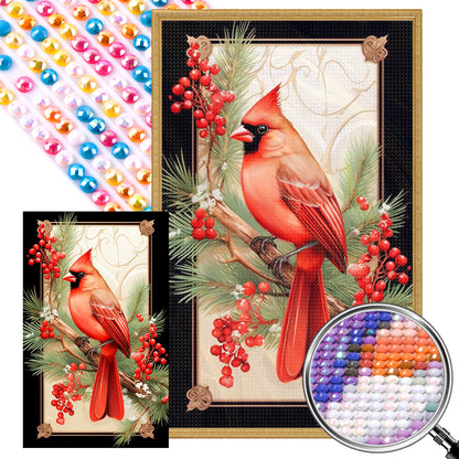 North American Cardinal On The Branch - Full AB Round Drill Diamond Painting 40*65CM