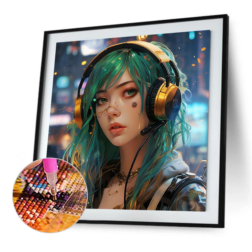 Music Trend Girl - Full Square Drill Diamond Painting 40*40CM