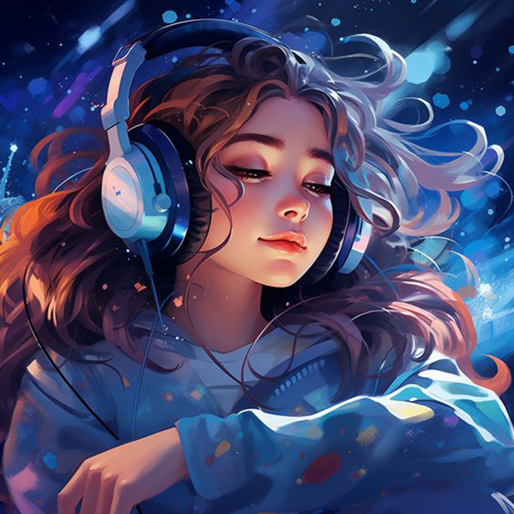 Music Trend Girl - Full Square Drill Diamond Painting 40*40CM