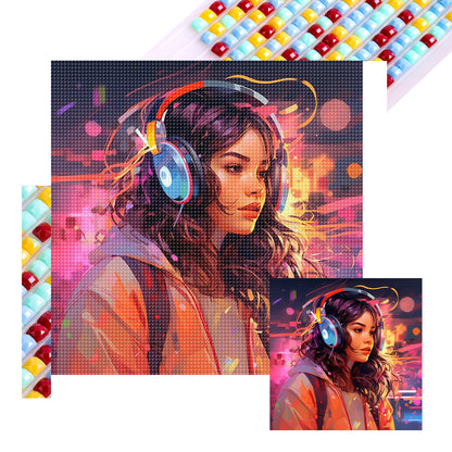 Music Trend Girl - Full Square Drill Diamond Painting 40*40CM