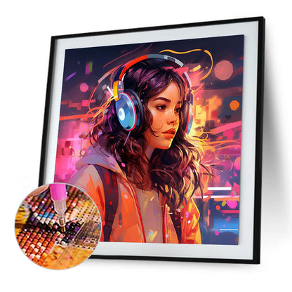 Music Trend Girl - Full Square Drill Diamond Painting 40*40CM