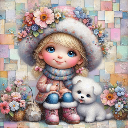 Friendship Between Dog And Little Girl - Full Square Drill Diamond Painting 30*30CM