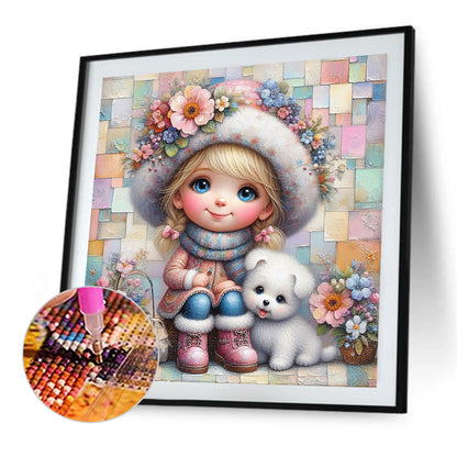 Friendship Between Dog And Little Girl - Full Square Drill Diamond Painting 30*30CM