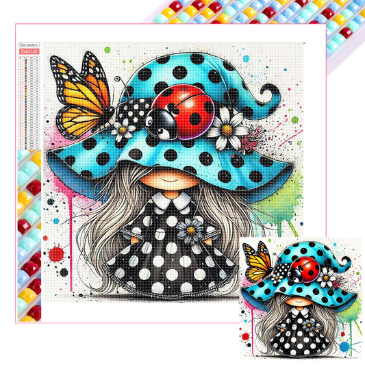 Colorful Ladybug Girl - Full Square Drill Diamond Painting 30*30CM
